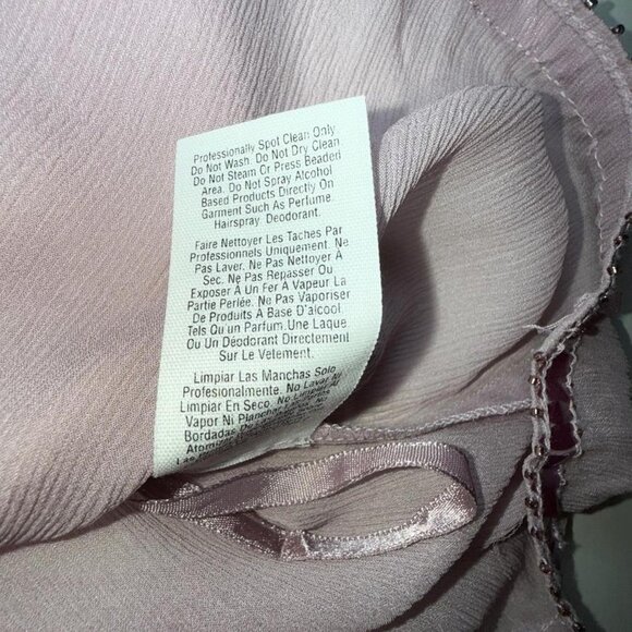 DKNY Lilac Silk Sheer Beaded V-Neck Tank Size Small - Picture 8 of 8